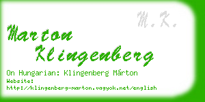 marton klingenberg business card